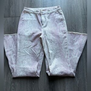 Pink Patterned Flare Jeans